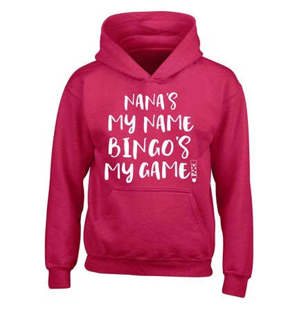 Nana's my name bingo's my game! children's pink hoodie 12-13 Years