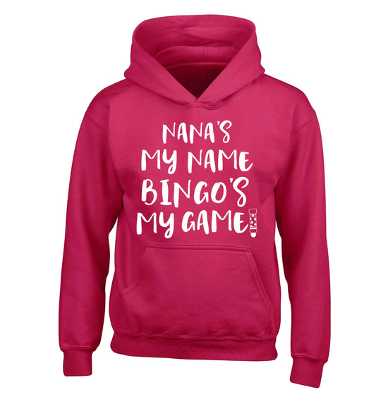Nana's my name bingo's my game! children's pink hoodie 12-13 Years