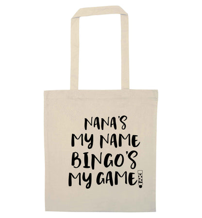 Nana's my name bingo's my game! natural tote bag