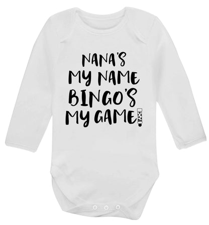 Nana's my name bingo's my game! Baby Vest long sleeved white 6-12 months