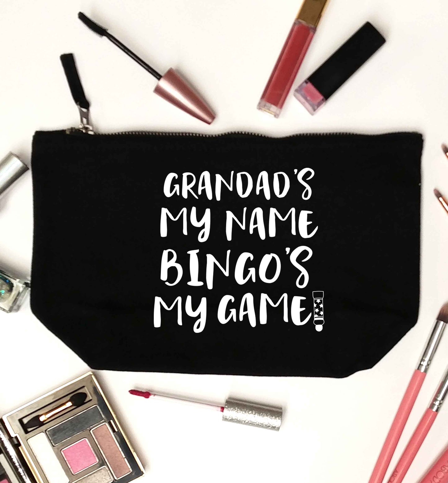 Grandad's my name bingo's my game! black makeup bag