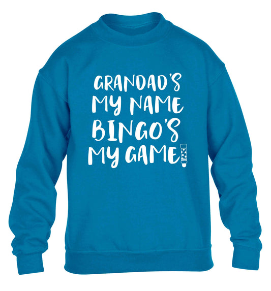 Grandad's my name bingo's my game! children's blue sweater 12-13 Years