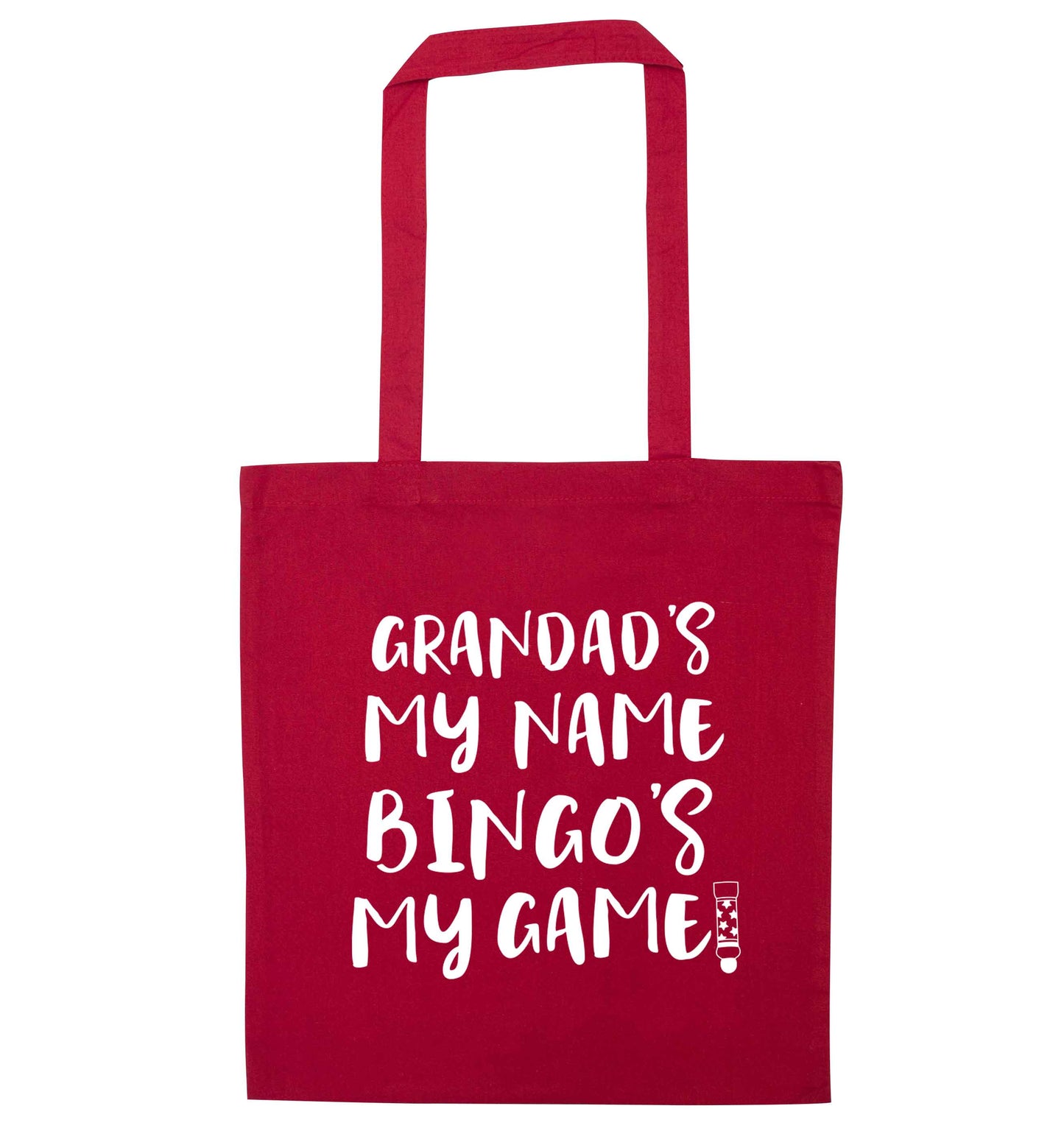 Grandad's my name bingo's my game! red tote bag