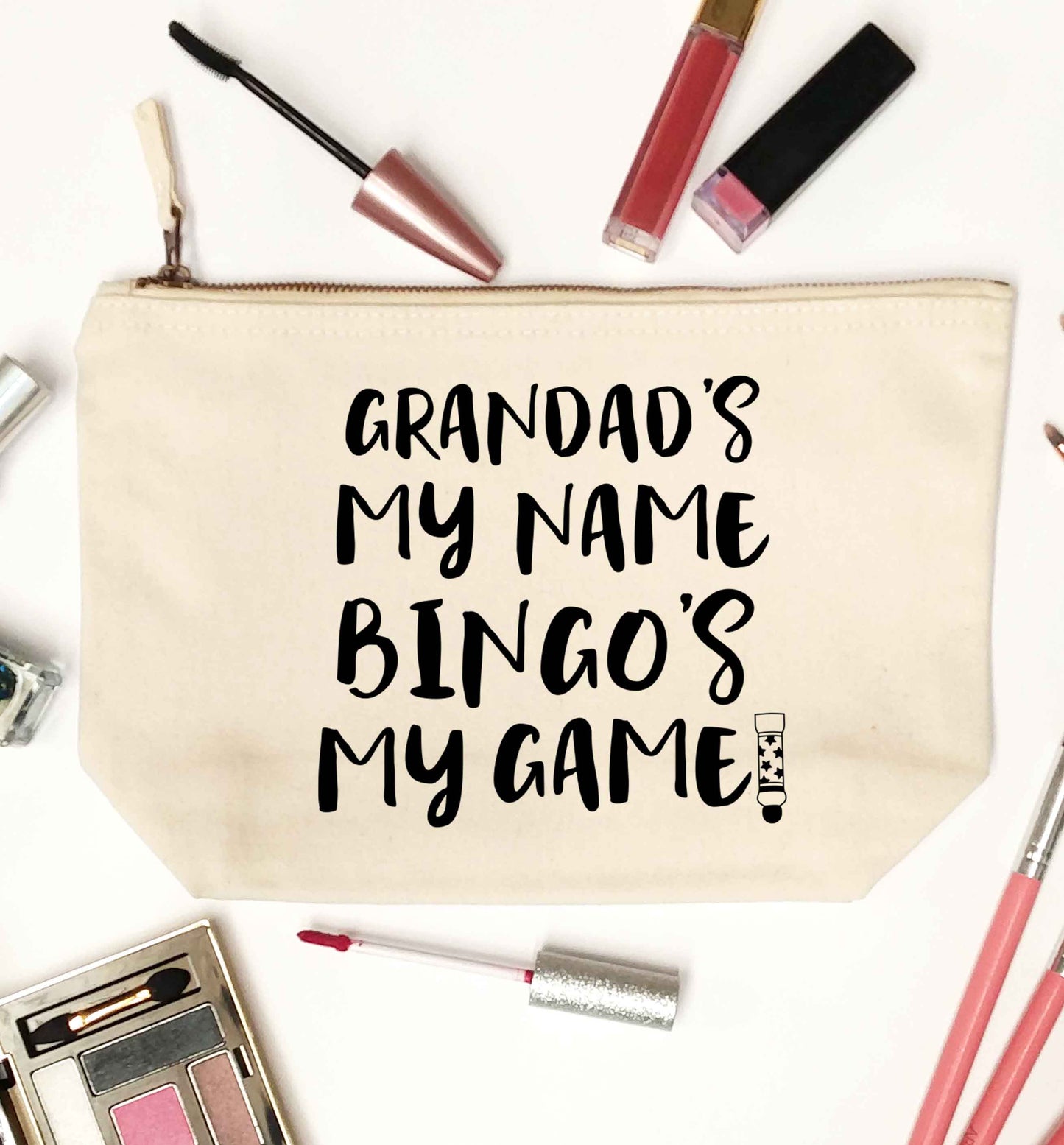 Grandad's my name bingo's my game! natural makeup bag