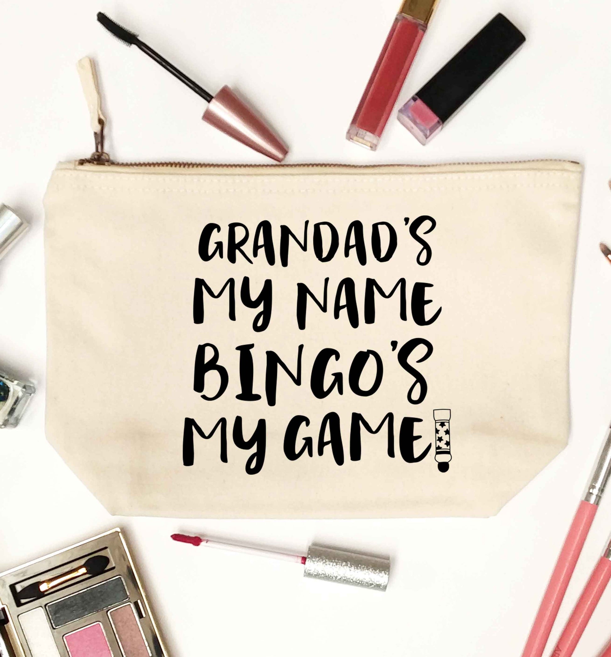 Grandad's my name bingo's my game! natural makeup bag