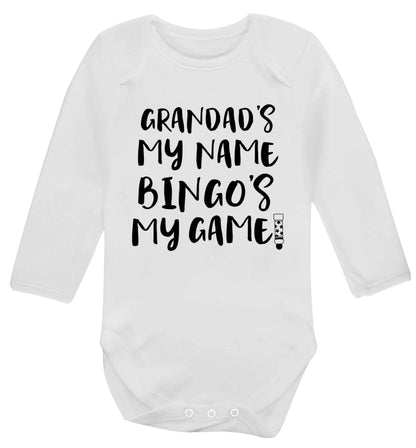 Grandad's my name bingo's my game! Baby Vest long sleeved white 6-12 months