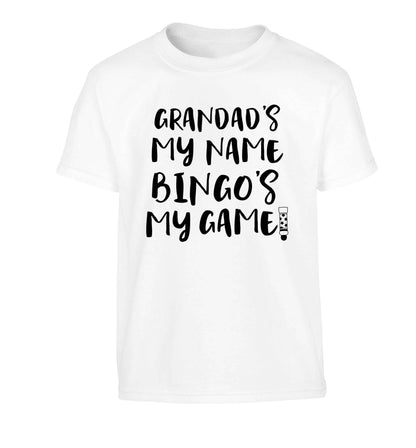 Grandad's my name bingo's my game! Children's white Tshirt 12-13 Years