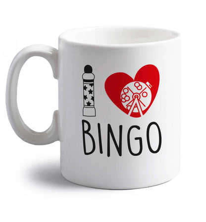 I love bingo right handed white ceramic mug 