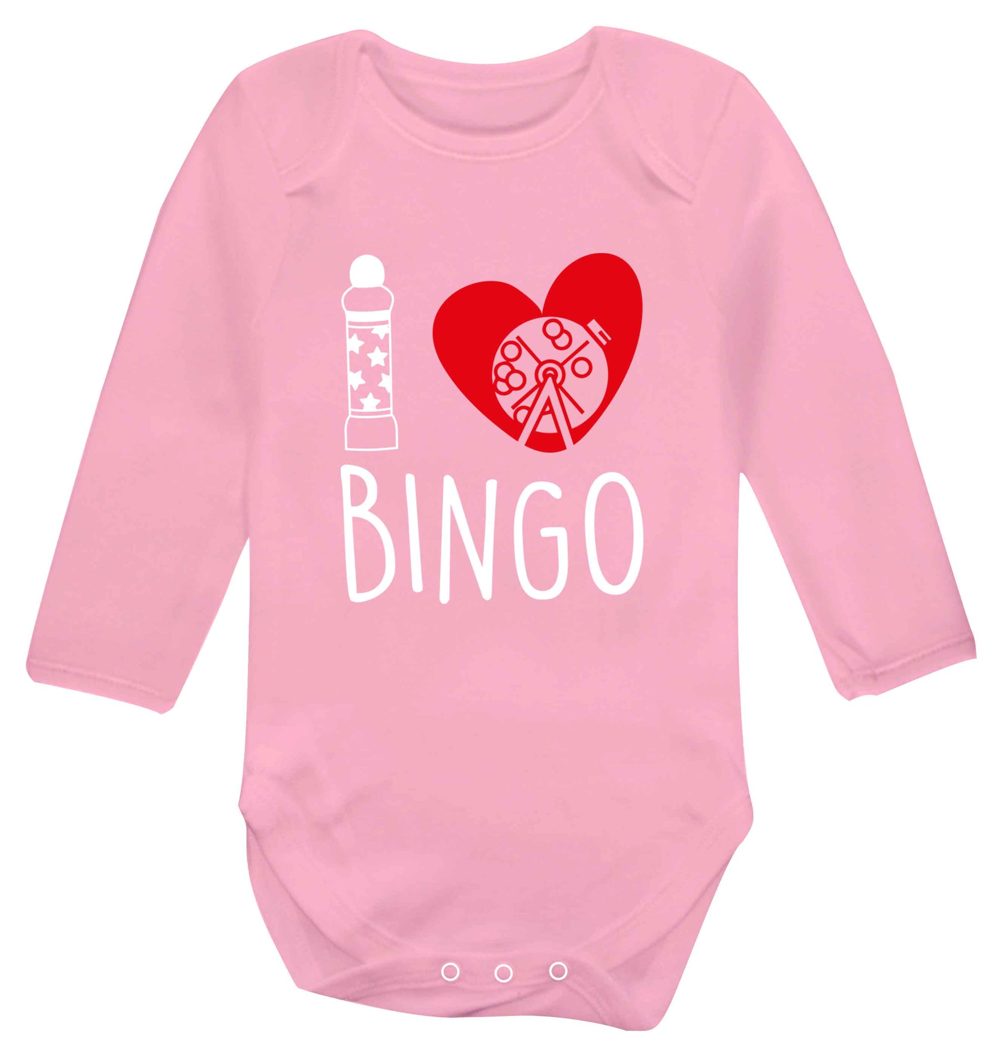 I love bingo Baby Vest long sleeved pale pink 6-12 months