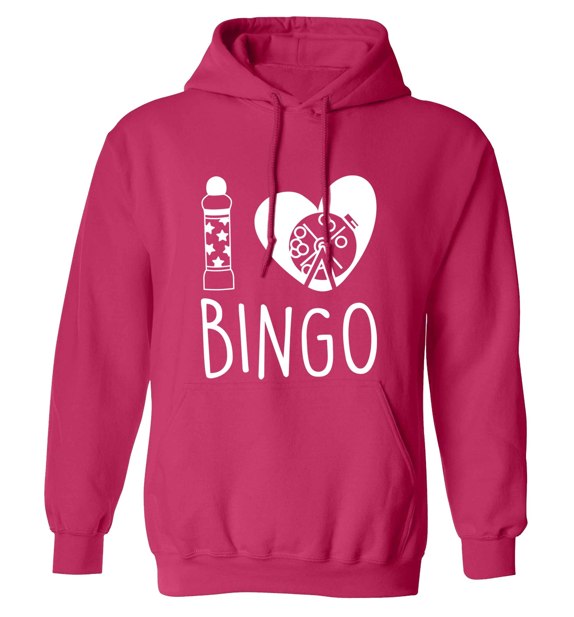 I love bingo adults unisex pink hoodie 2XL