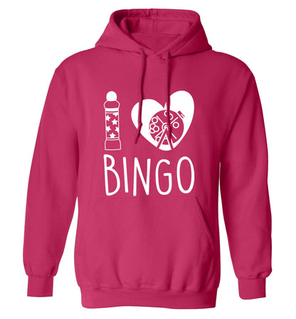 I love bingo adults unisex pink hoodie 2XL