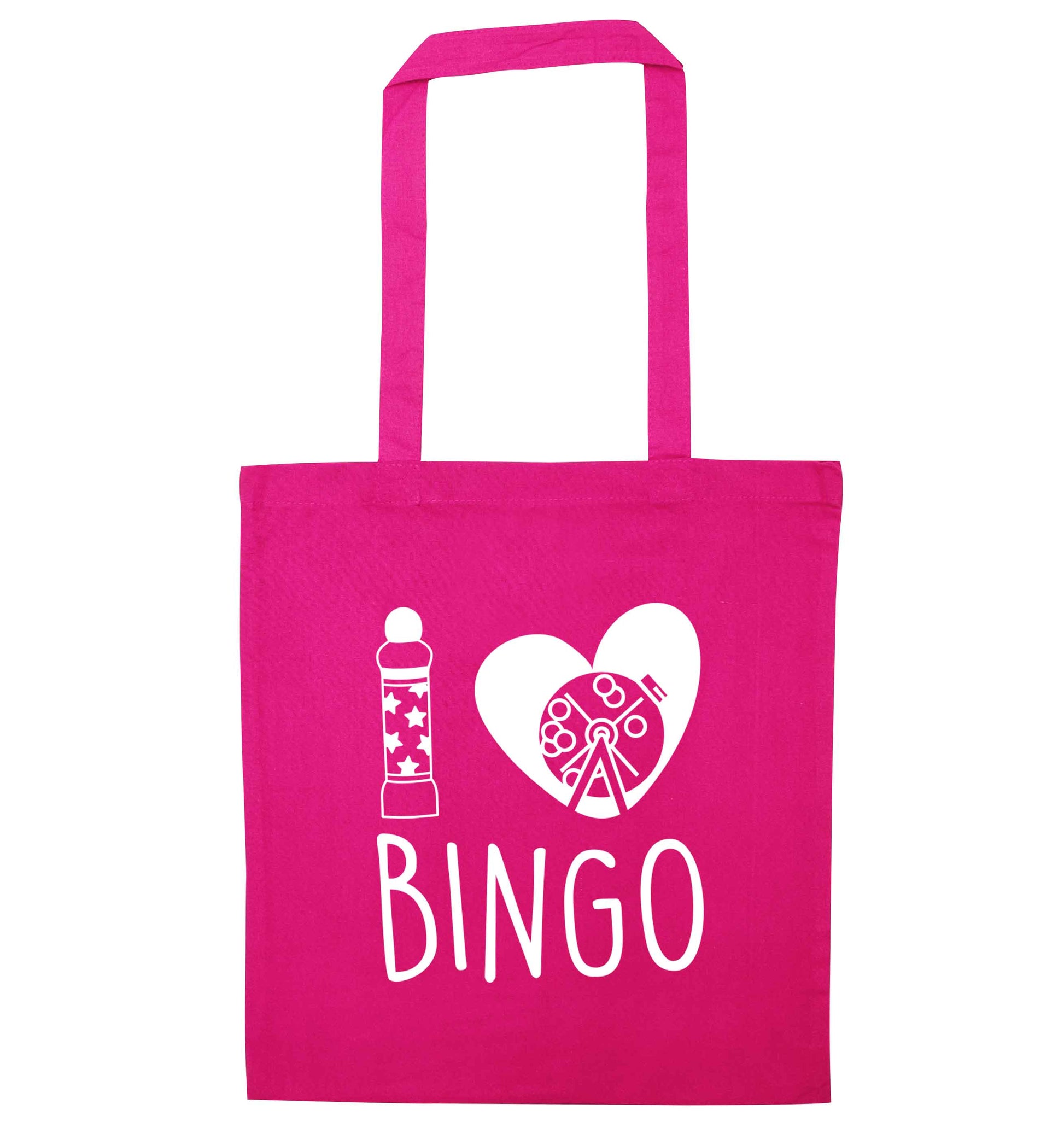I love bingo pink tote bag