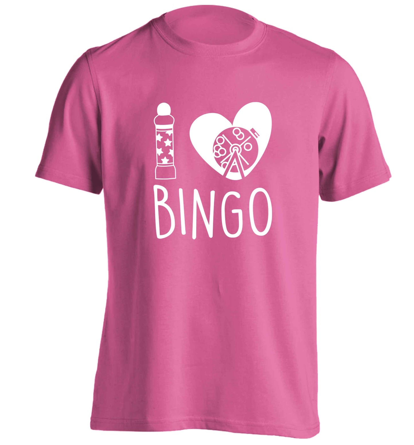 I love bingo adults unisex pink Tshirt 2XL