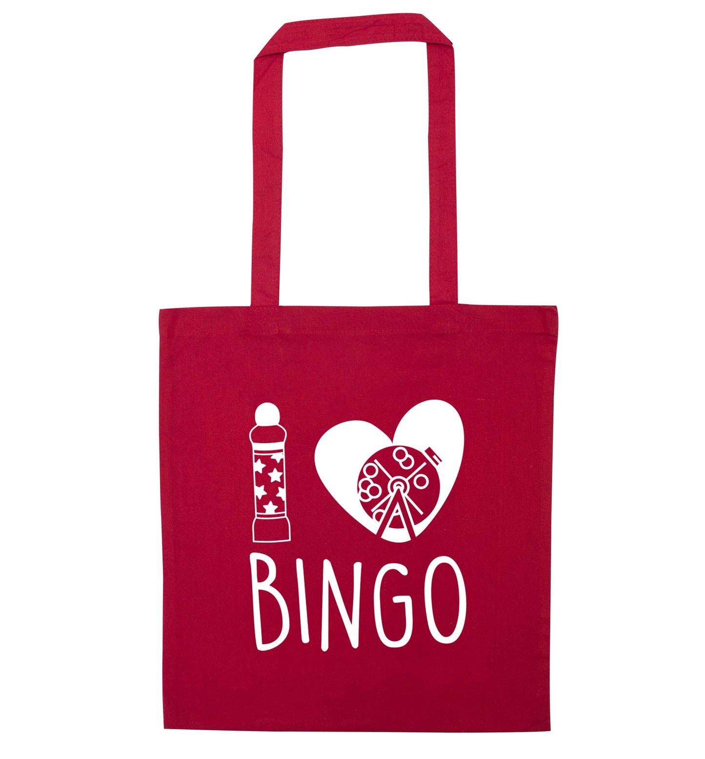 I love bingo red tote bag