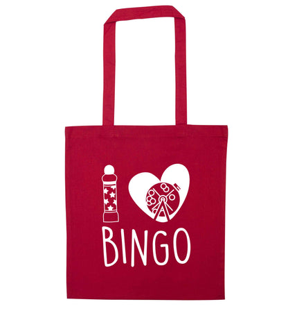I love bingo red tote bag