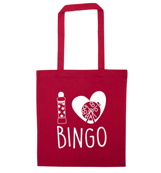 I love bingo red tote bag
