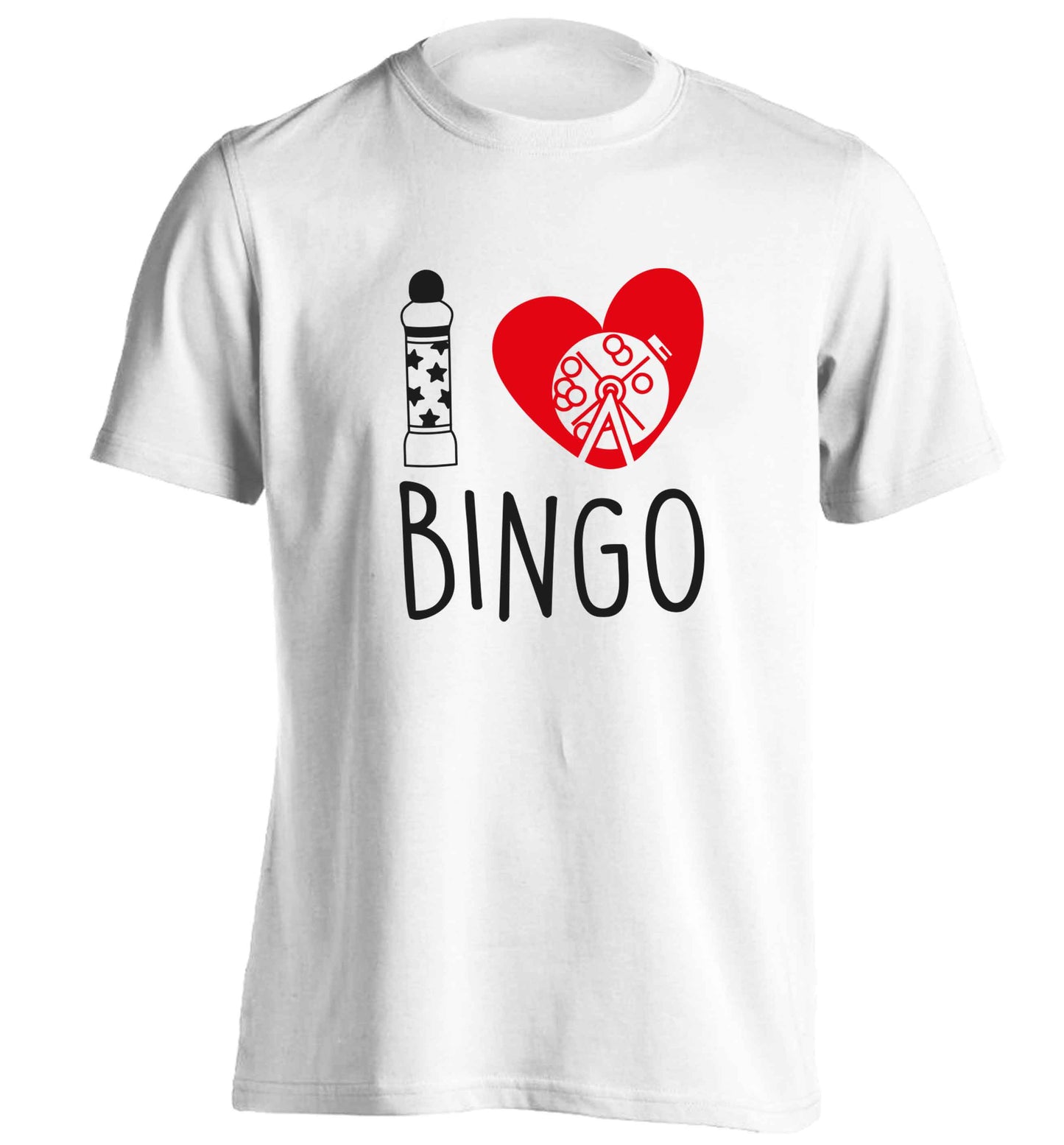 I love bingo adults unisex white Tshirt 2XL