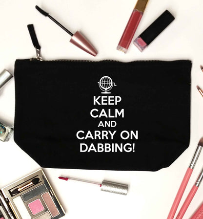 Keep calm and carry on dabbing black makeup bag