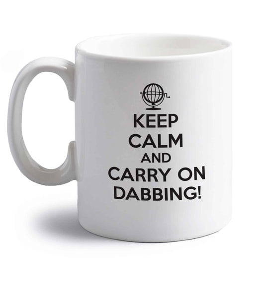 Keep calm and carry on dabbing right handed white ceramic mug 