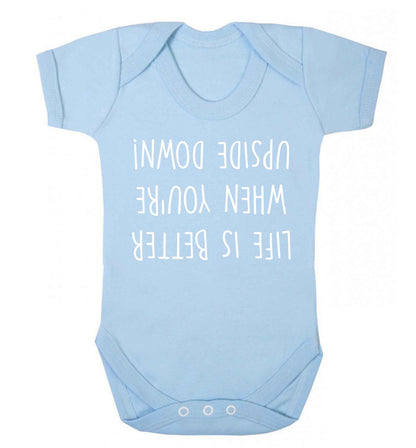 Life is better upside down Baby Vest pale blue 18-24 months