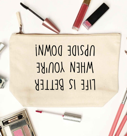Life is better upside down natural makeup bag