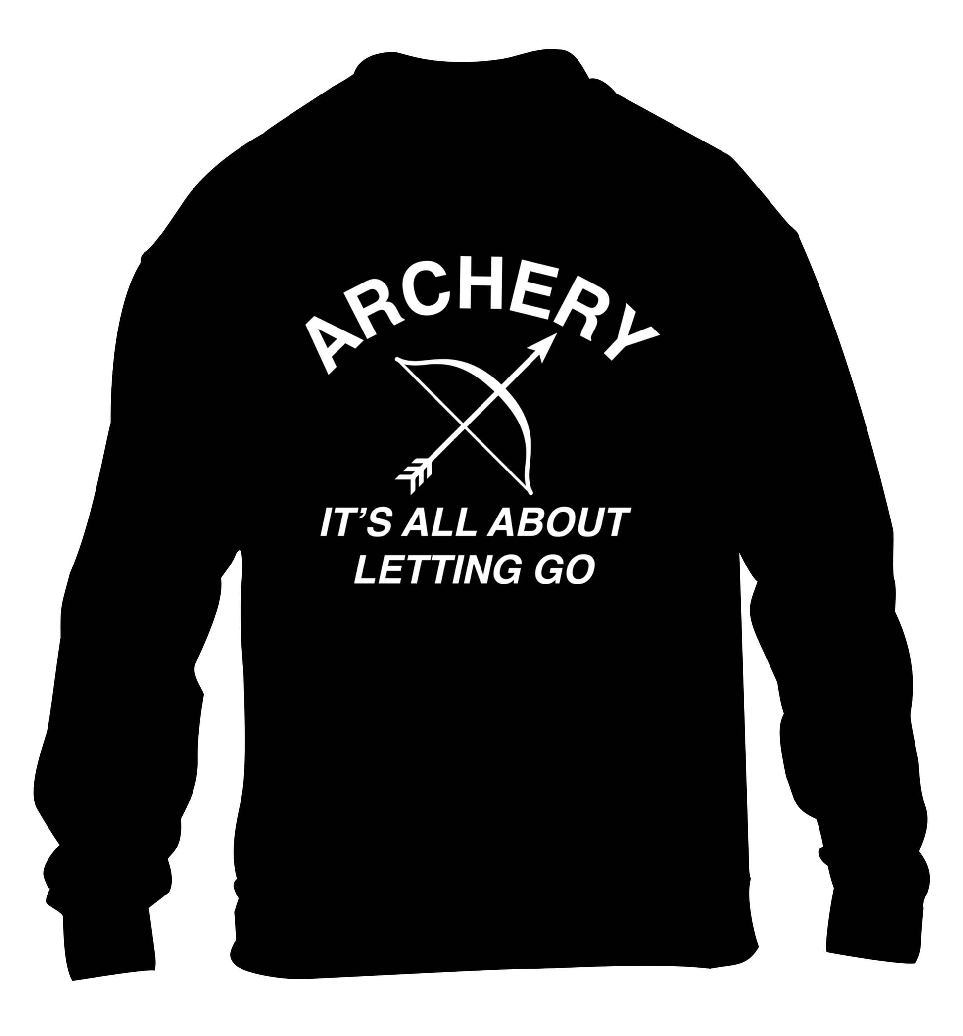 Archery it's all about letting go children's black sweater 12-13 Years