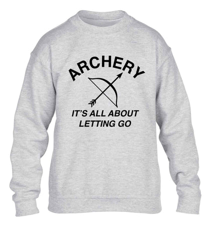 Archery it's all about letting go children's grey sweater 12-13 Years