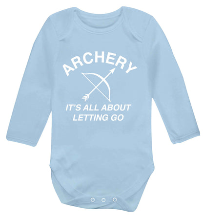 Archery it's all about letting go Baby Vest long sleeved pale blue 6-12 months