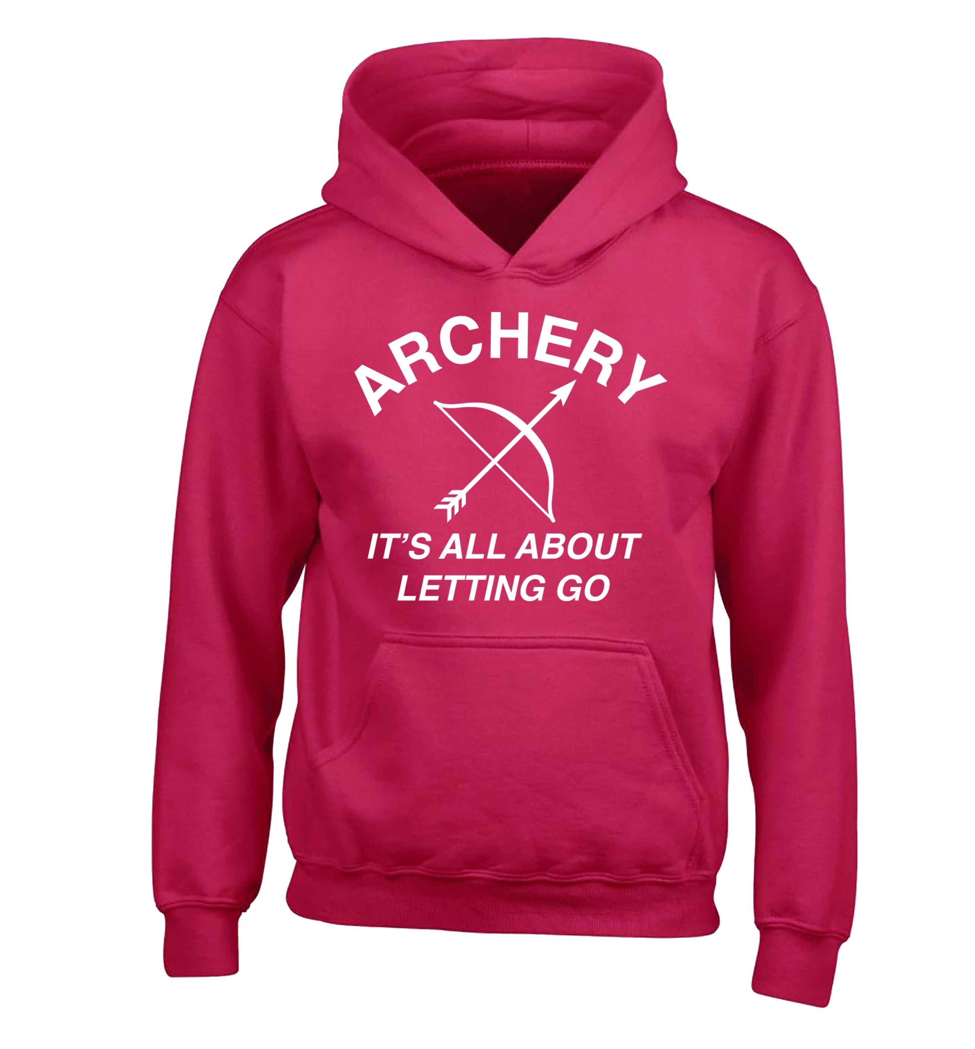 Archery it's all about letting go children's pink hoodie 12-13 Years