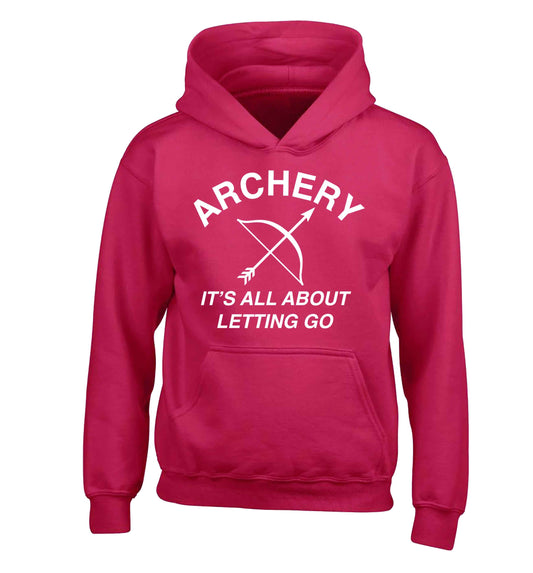 Archery it's all about letting go children's pink hoodie 12-13 Years