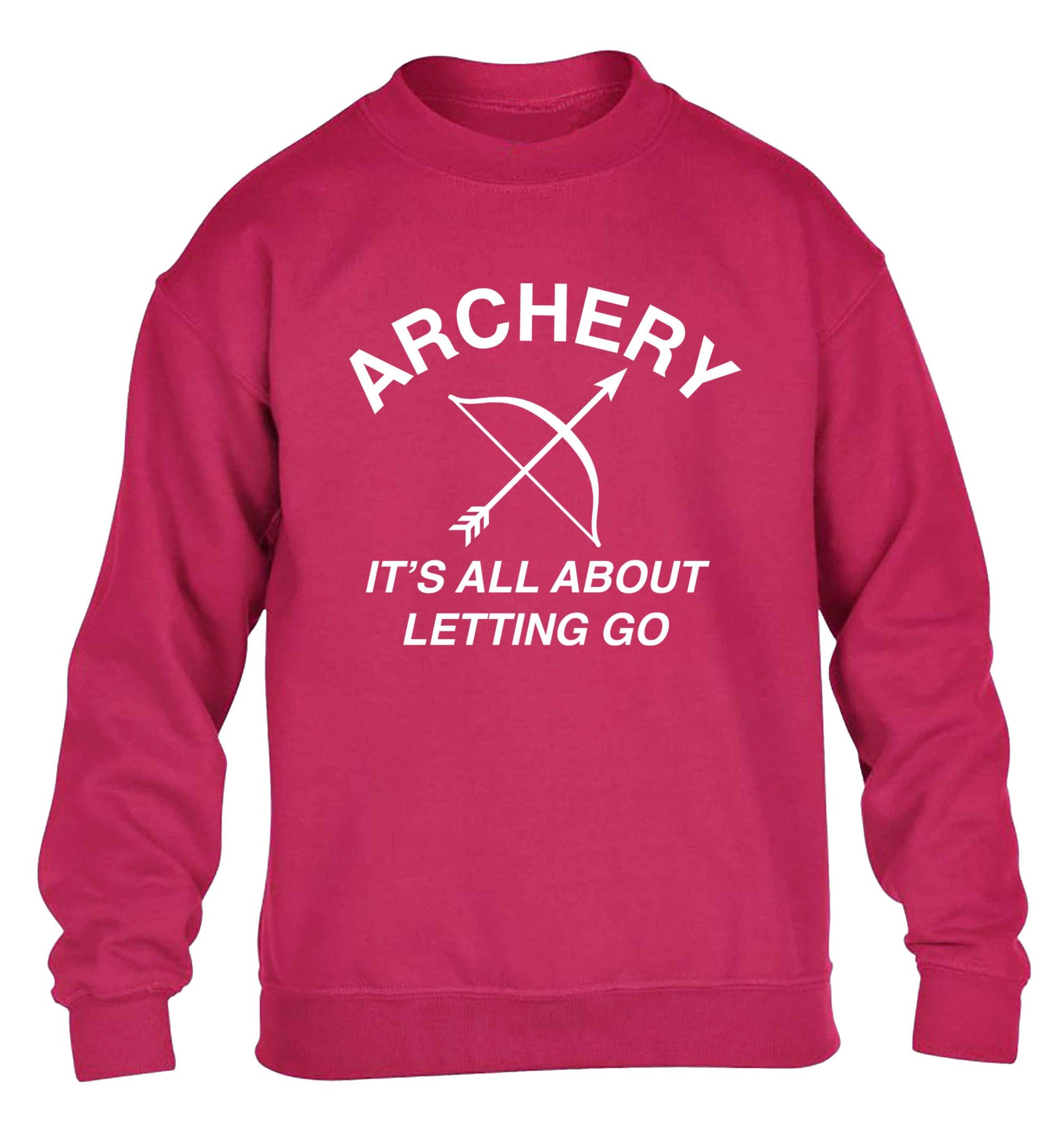 Archery it's all about letting go children's pink sweater 12-13 Years