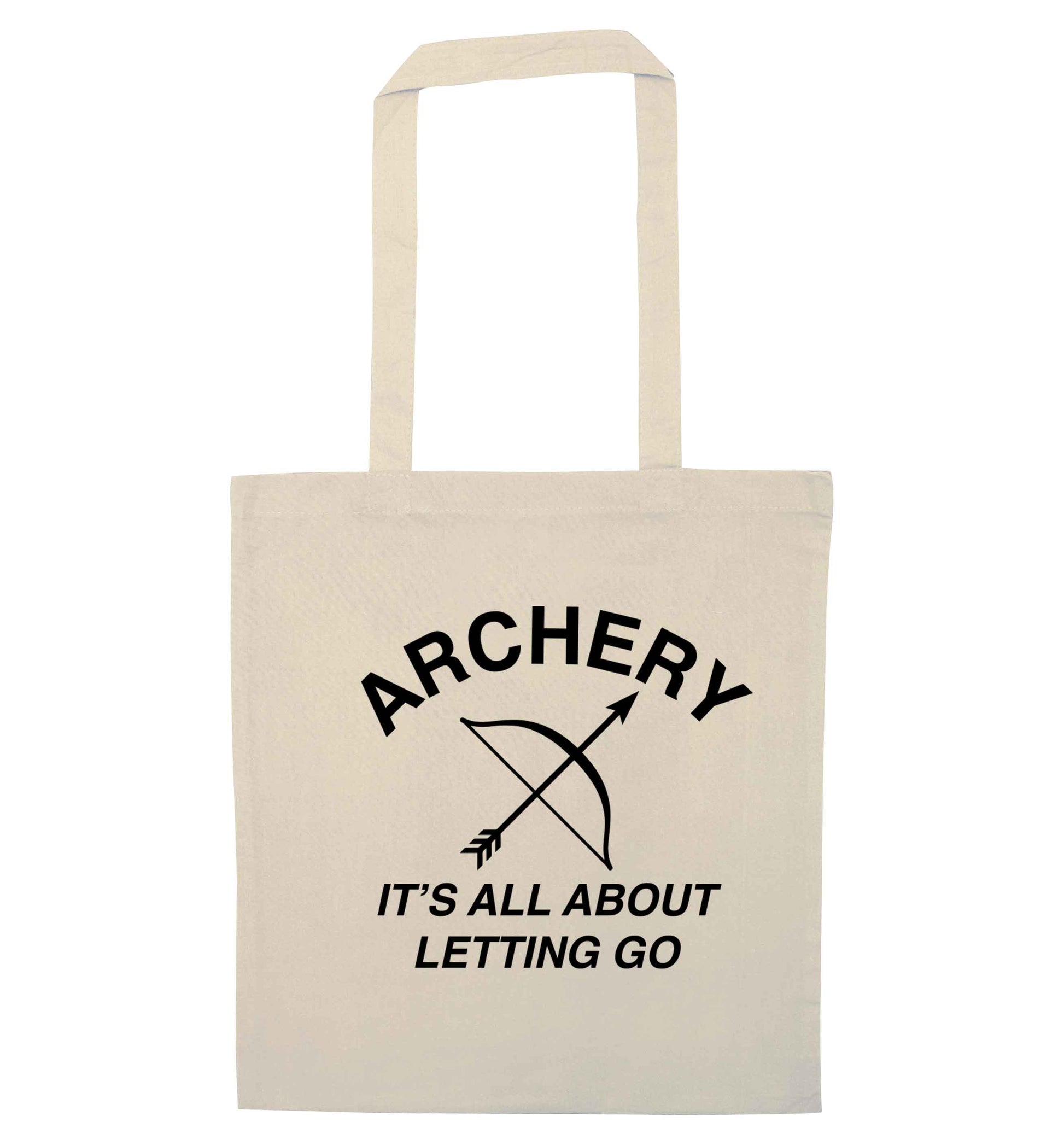 Archery it's all about letting go natural tote bag
