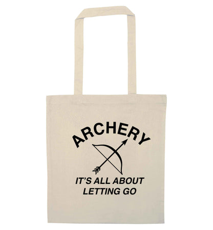 Archery it's all about letting go natural tote bag