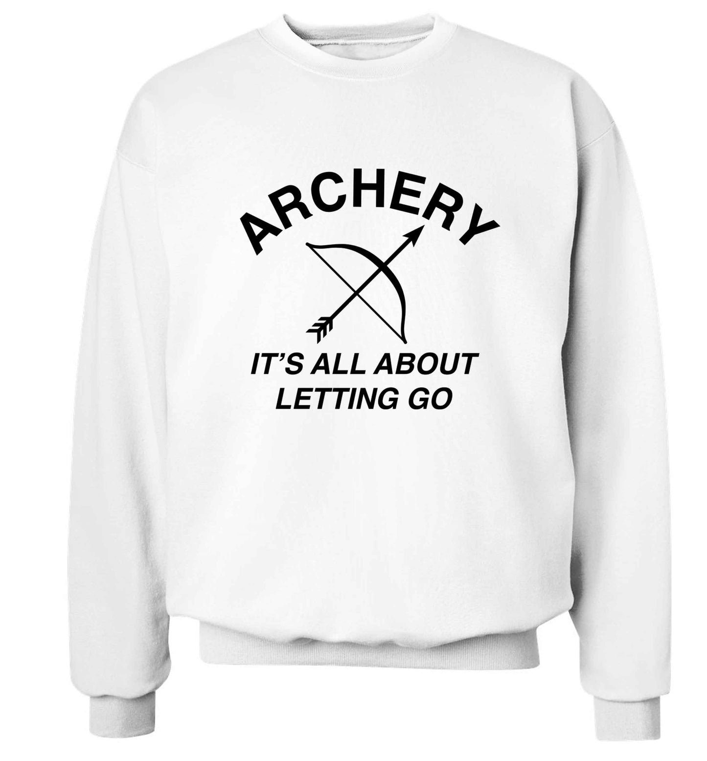 Archery it's all about letting go Adult's unisex white Sweater 2XL