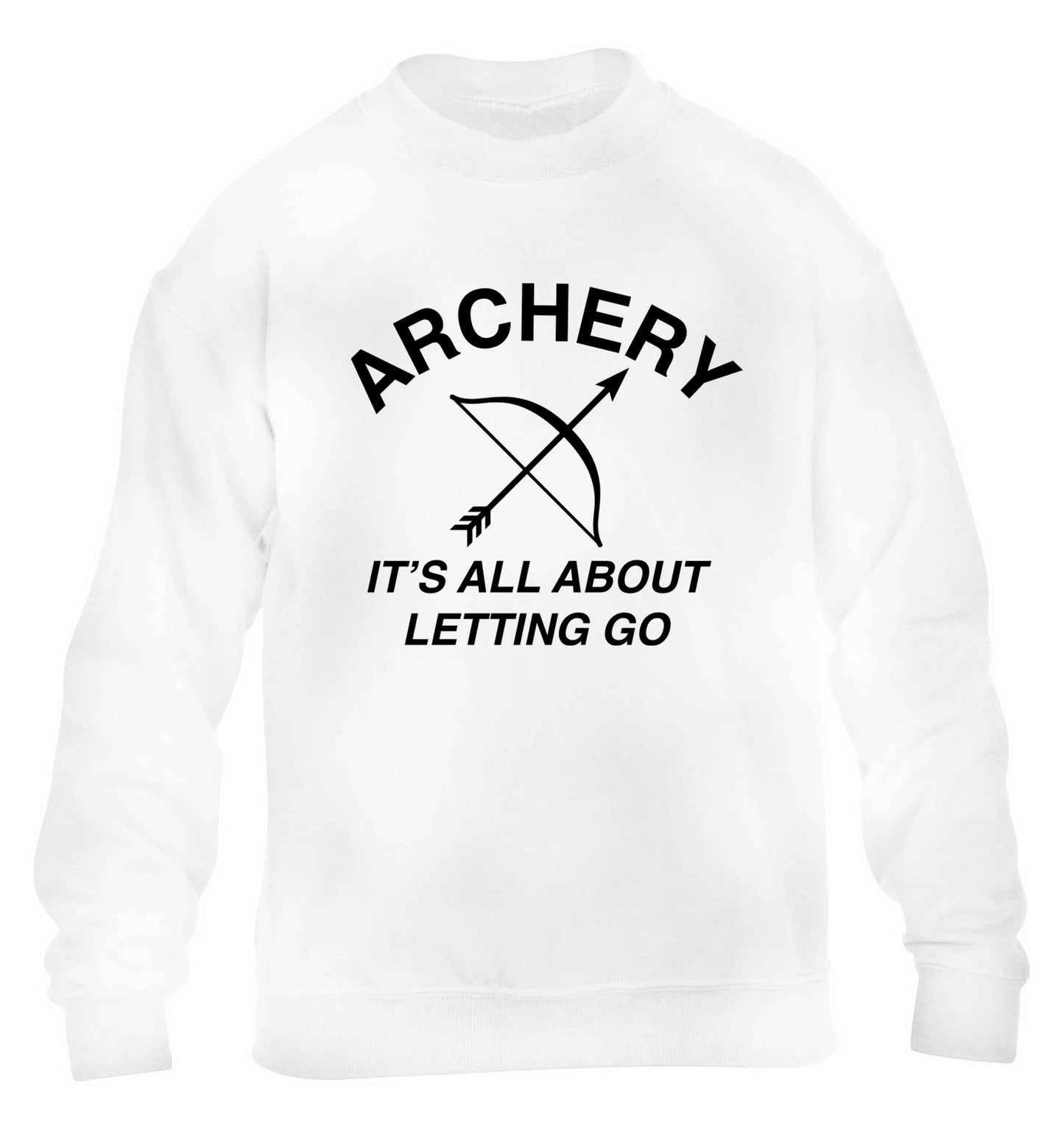 Archery it's all about letting go children's white sweater 12-13 Years