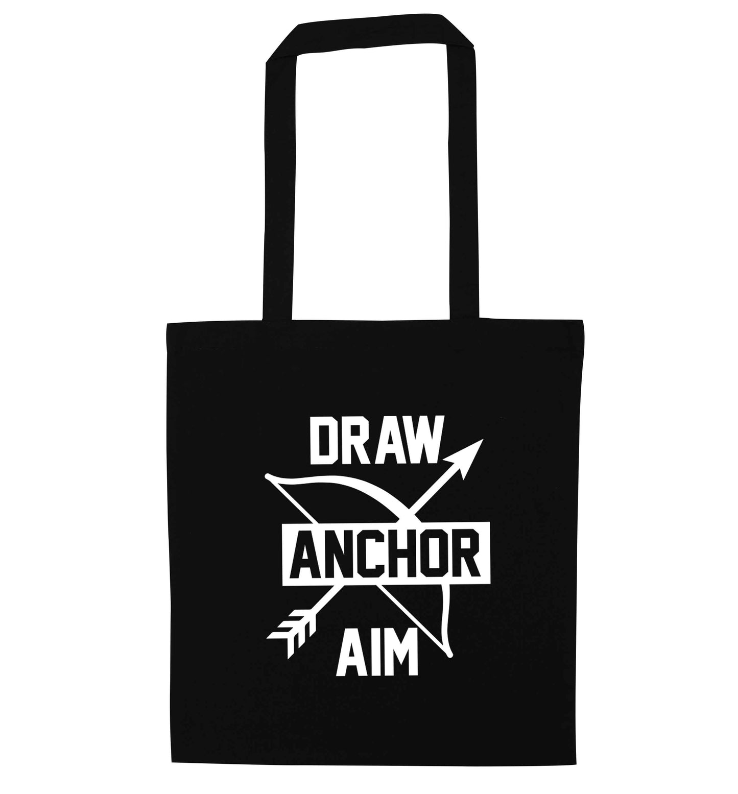 Draw anchor aim black tote bag