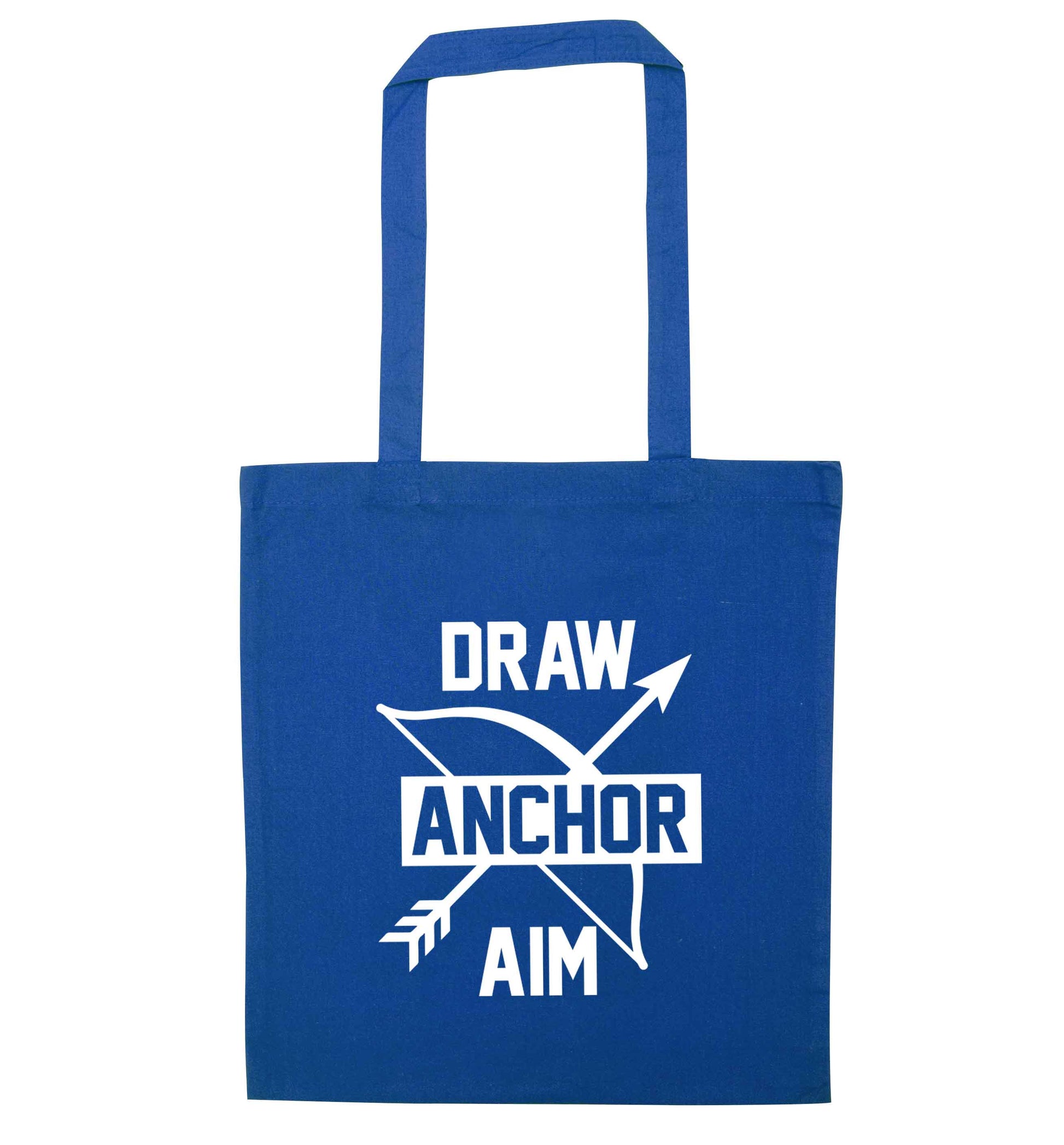 Draw anchor aim blue tote bag