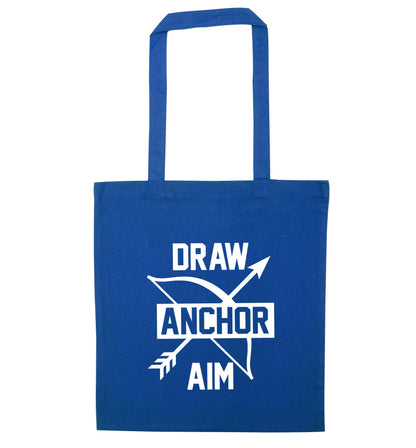Draw anchor aim blue tote bag