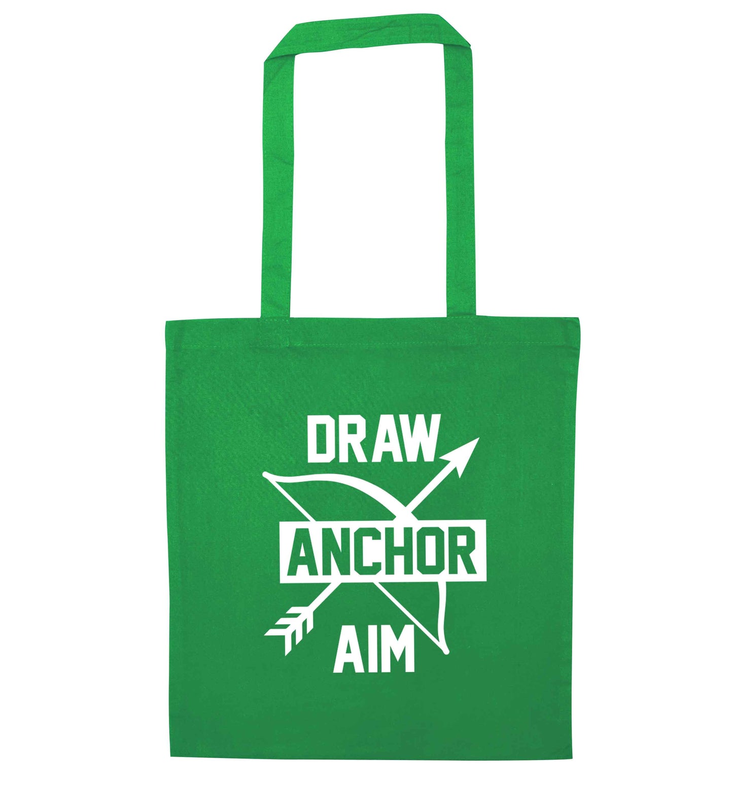 Draw anchor aim green tote bag