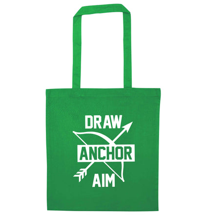 Draw anchor aim green tote bag