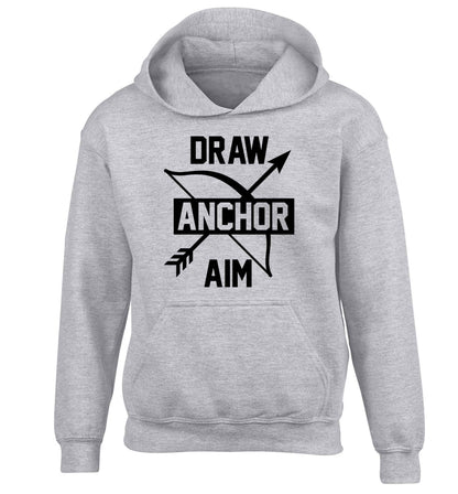 Draw anchor aim children's grey hoodie 12-13 Years
