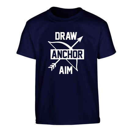 Draw anchor aim Children's navy Tshirt 12-13 Years