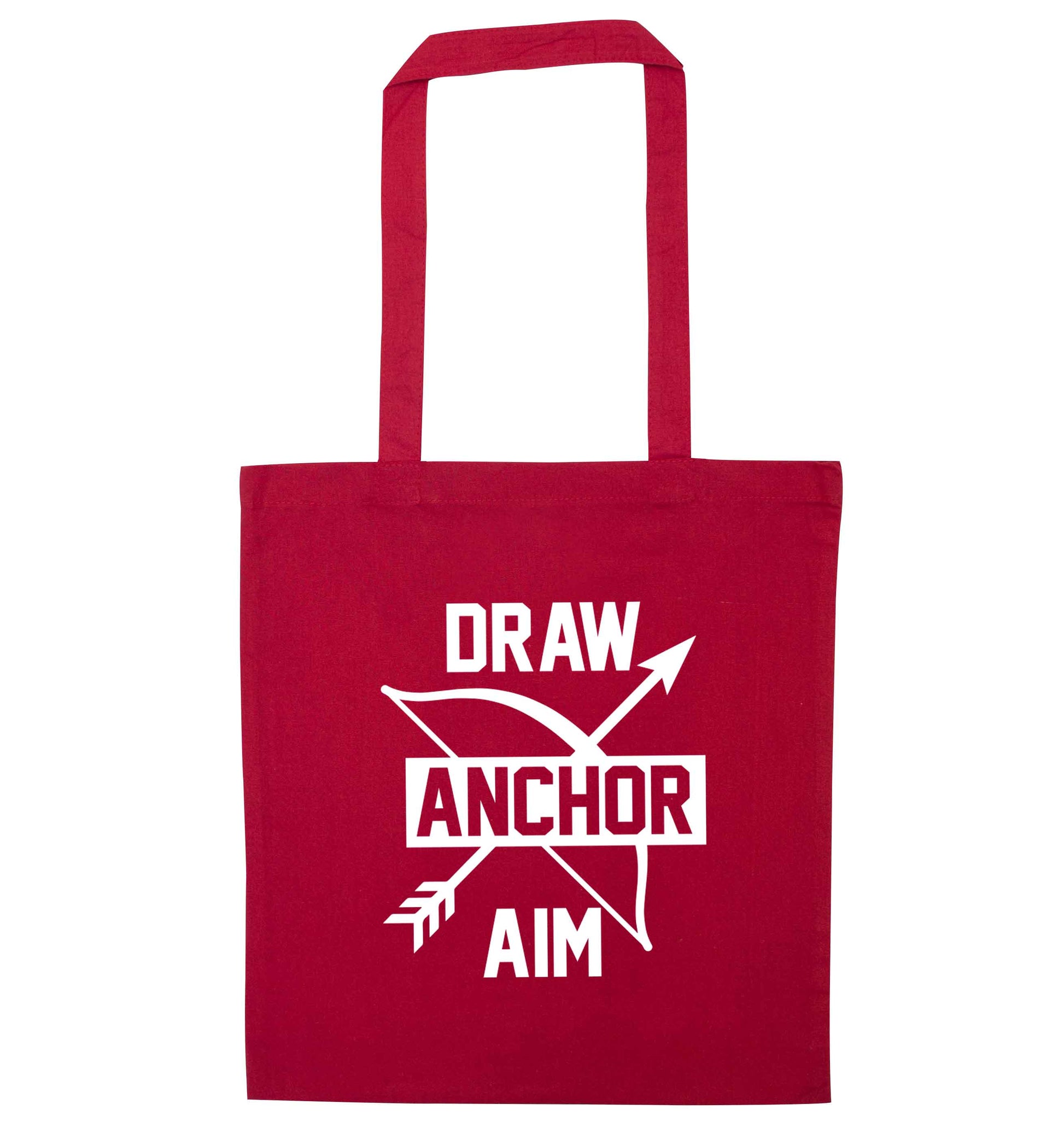 Draw anchor aim red tote bag