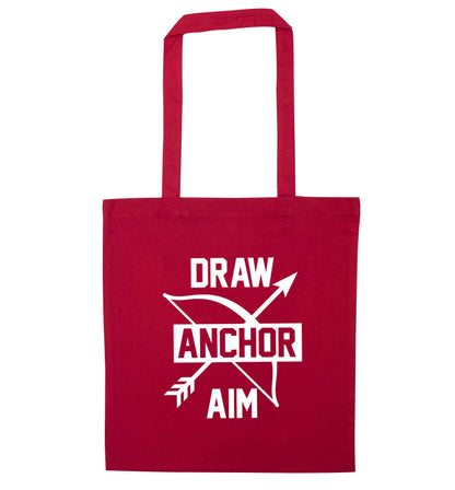 Draw anchor aim red tote bag
