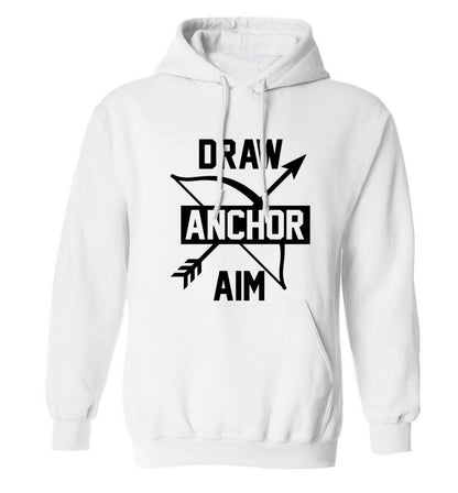 Draw anchor aim adults unisex white hoodie 2XL