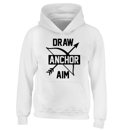 Draw anchor aim children's white hoodie 12-13 Years