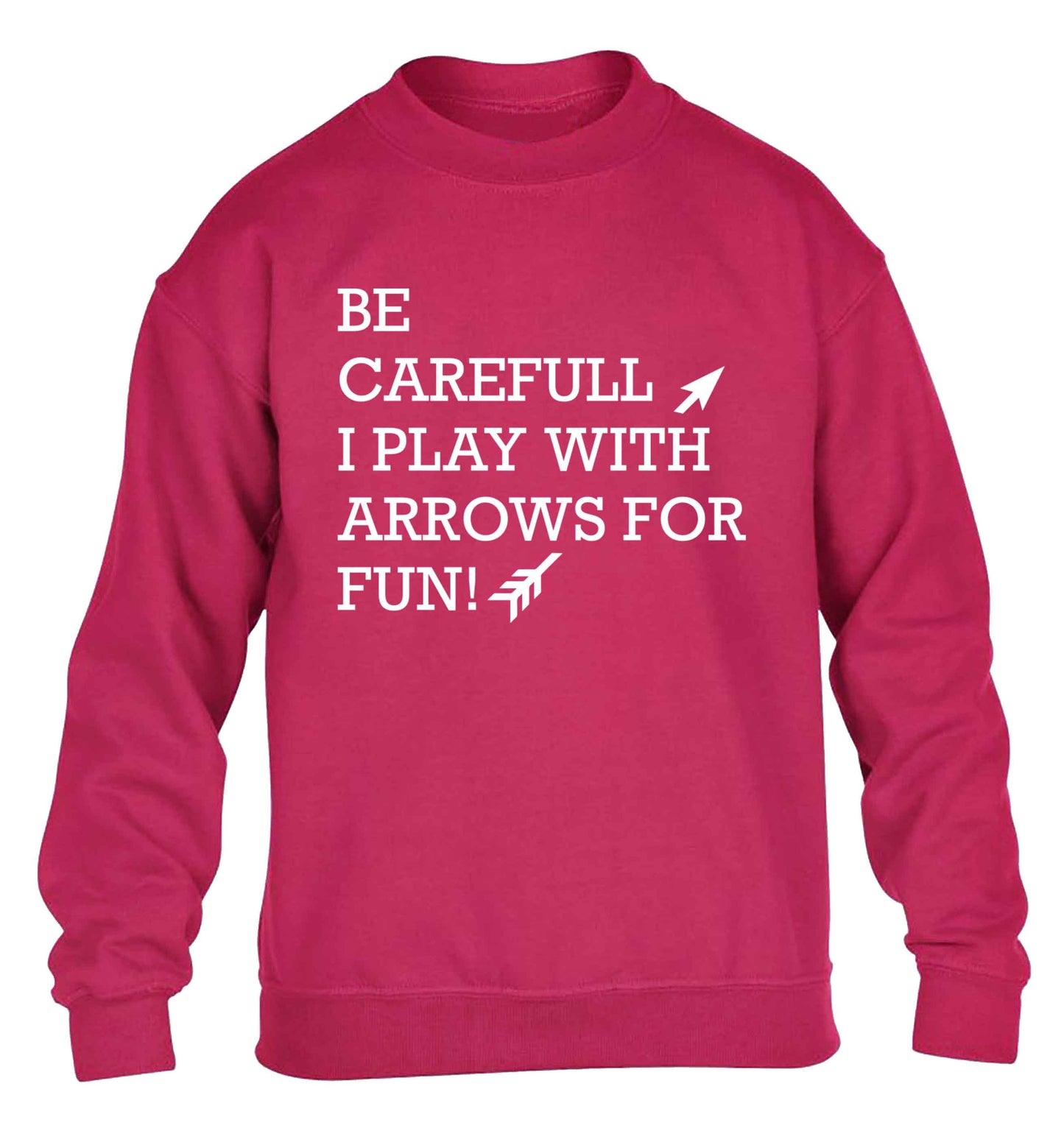 Be carefull I play with arrows for fun children's pink sweater 12-13 Years