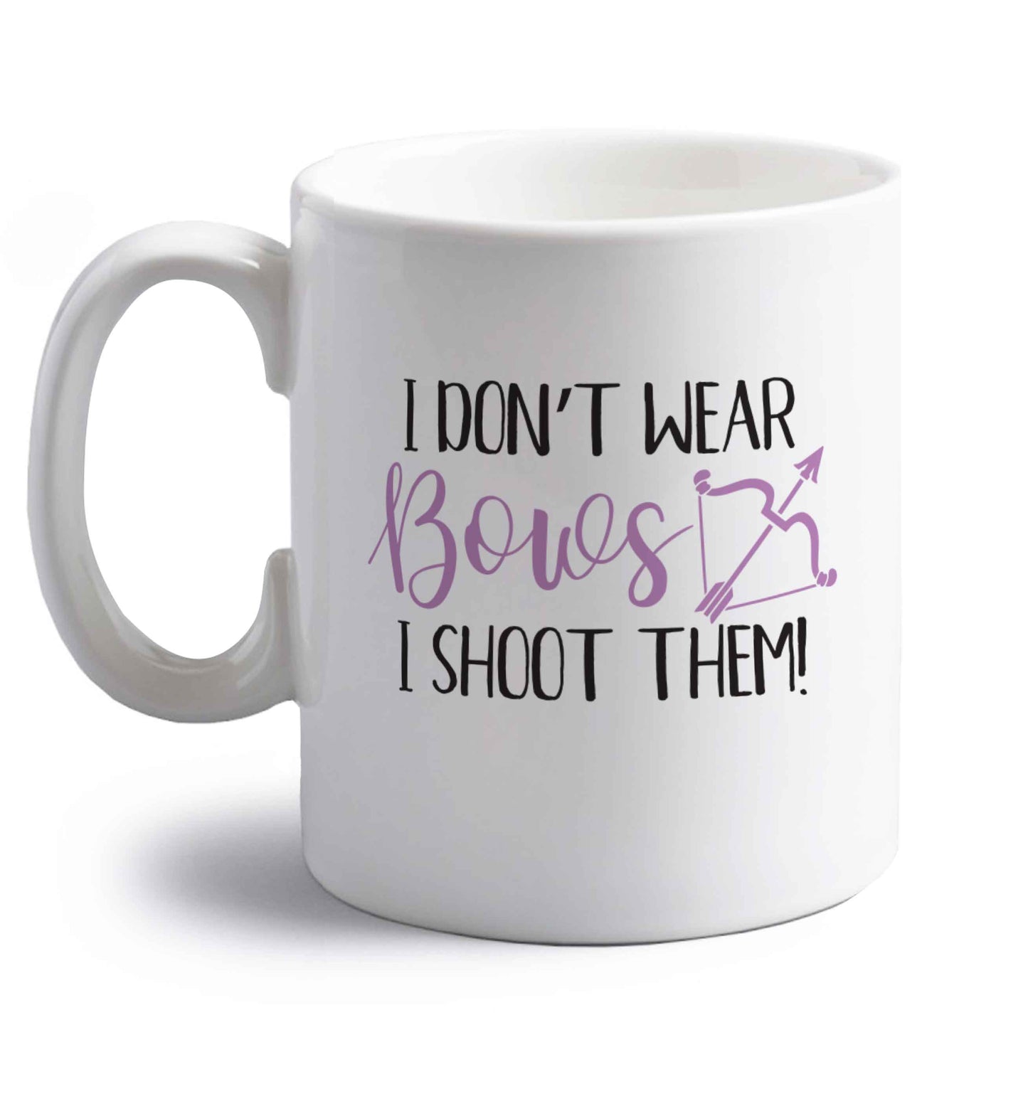 I don't wear bows I shoot them right handed white ceramic mug 