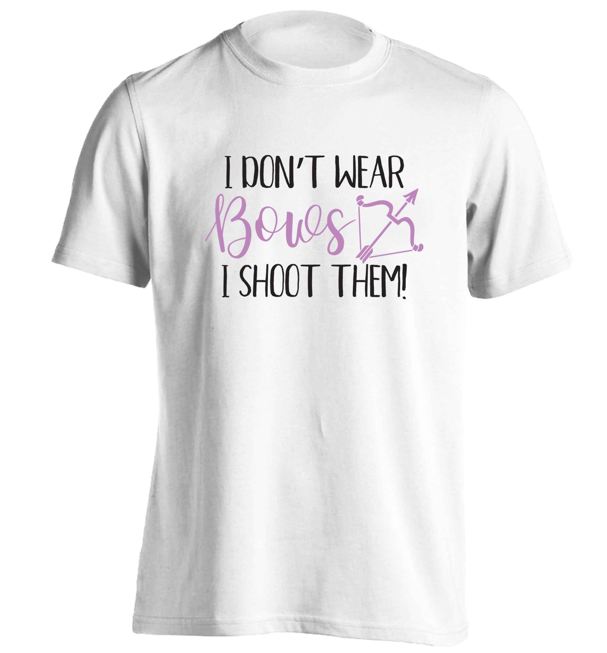 I don't wear bows I shoot them adults unisex white Tshirt 2XL
