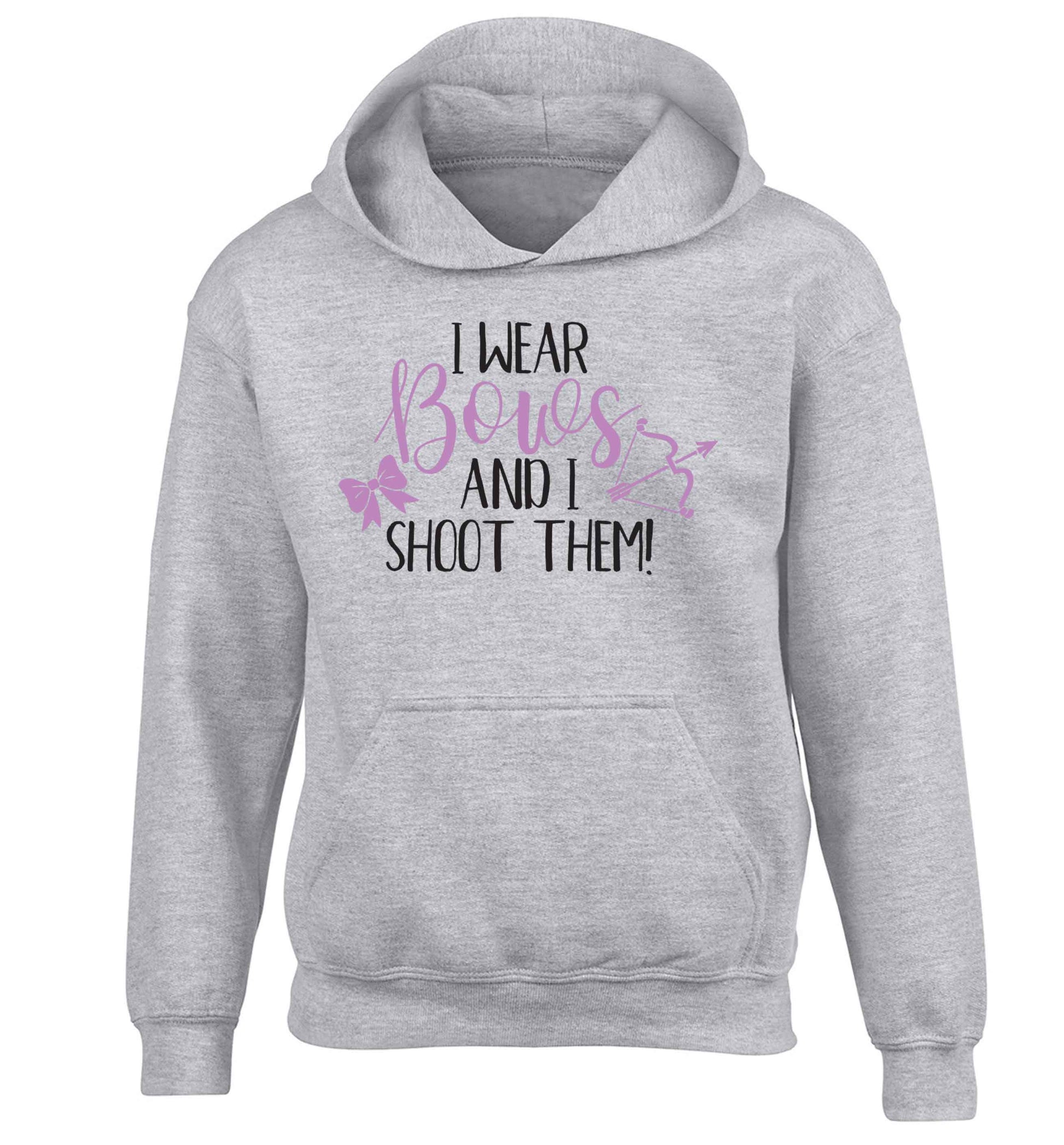 I wear bows and I shoot them children's grey hoodie 12-13 Years